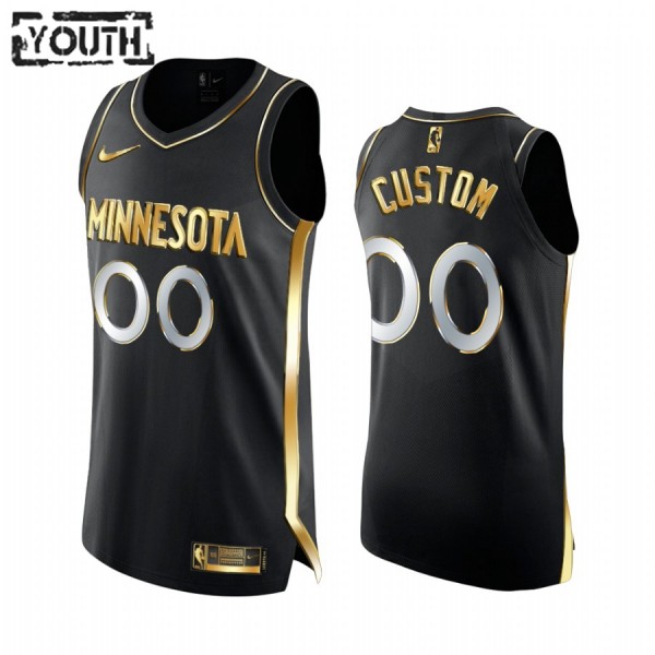 Minnesota Timberwolves Trikot Benutzerdefinierte 2020-21 Schwarz Golden Edition Swingman - Kinder